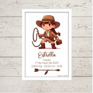 Lámina de Nacimiento Aventurera - Con nombre, fecha y peso del bebé