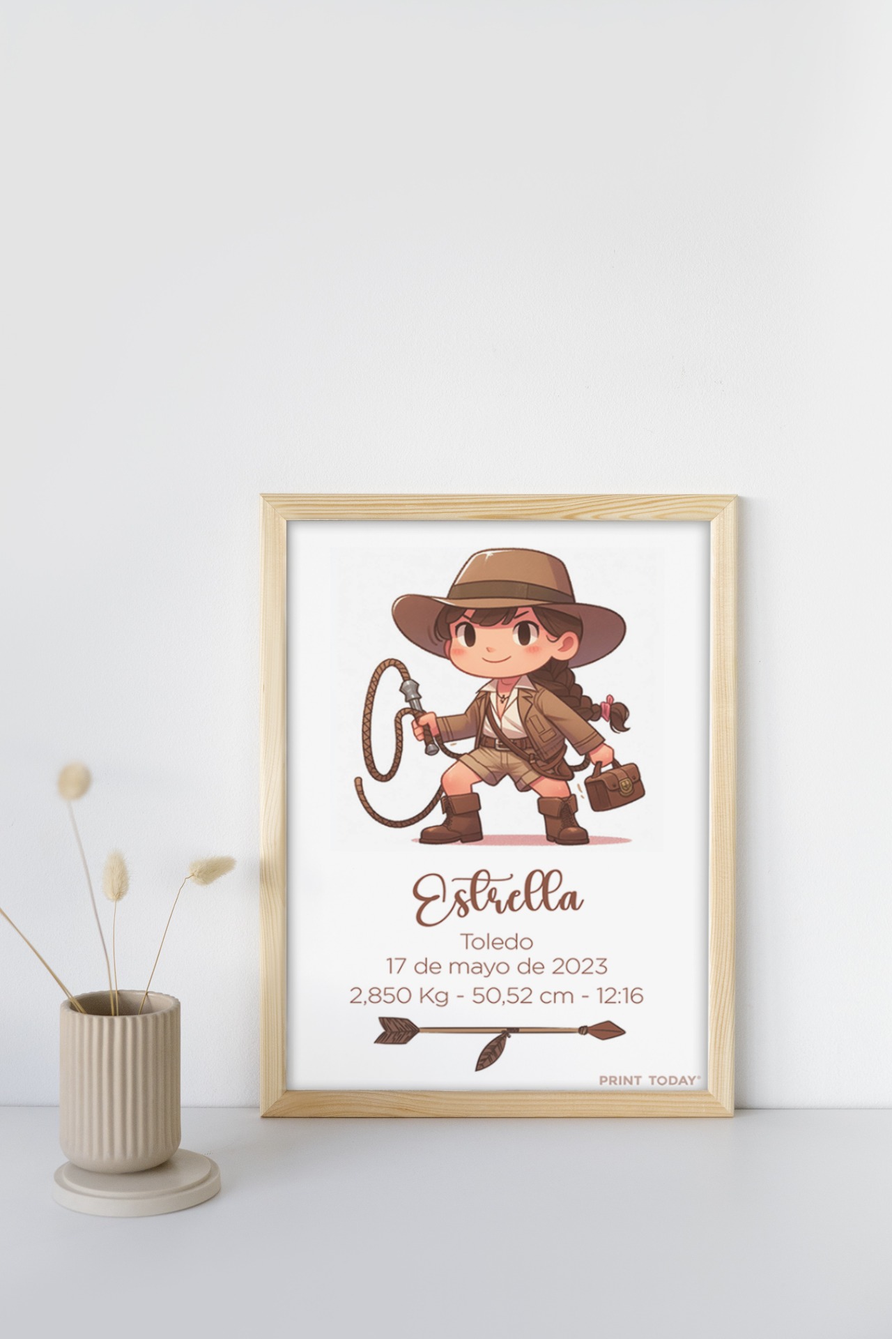 Lámina de Nacimiento Aventurera - Con nombre, fecha y peso del bebé - Imagen 2