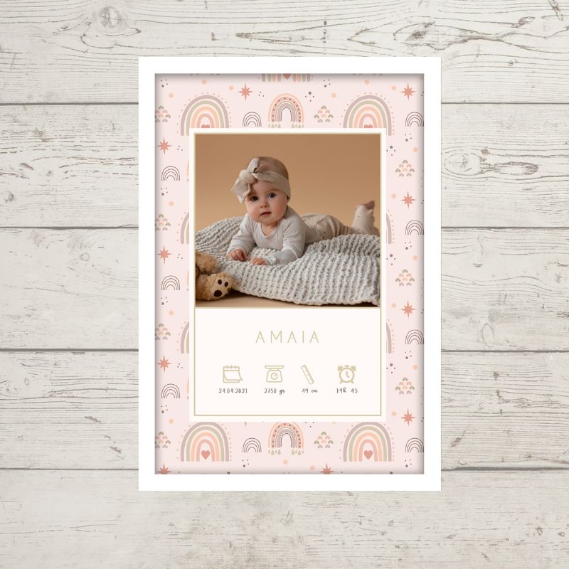 Lámina de Nacimiento con Foto - Rainbow